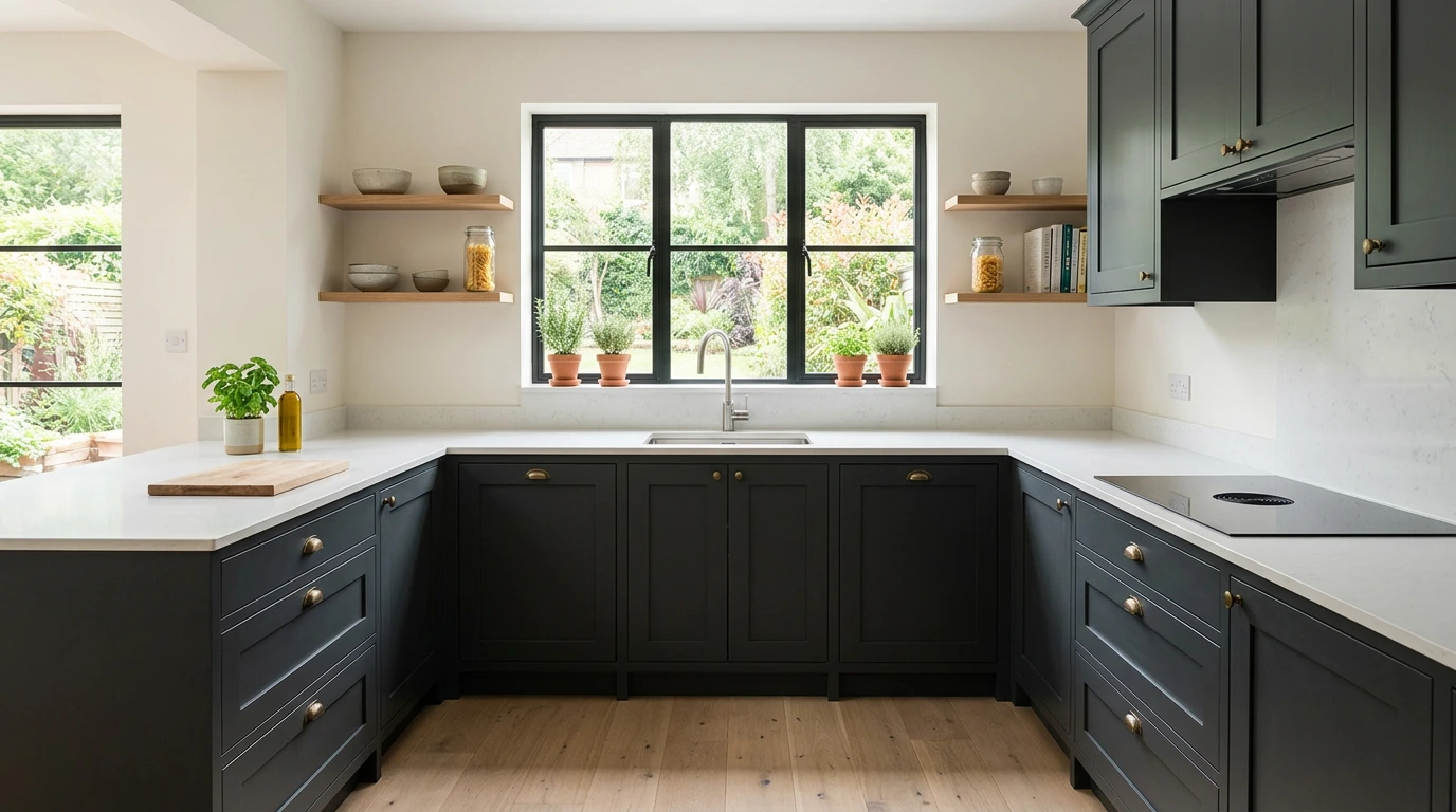 Calm matt Shaker kitchen in charcoal